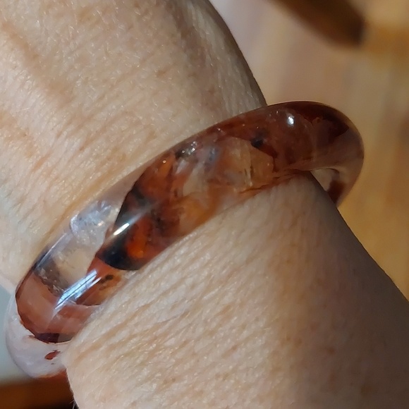 Natural Flower Quartz Solid Stone Bangle | 2.25″ Inner Diameter | Small - Picture 5 of 7